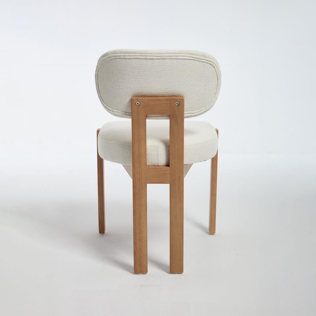 Modern Farmhouse Dining Chairs Set of 2 in Beige, Fabric Upholstered Wooden Kitchen Chairs with Ergonomic Backrest and Adjustable Feet, Rubber Wood Frame - Grand Goldman Shop