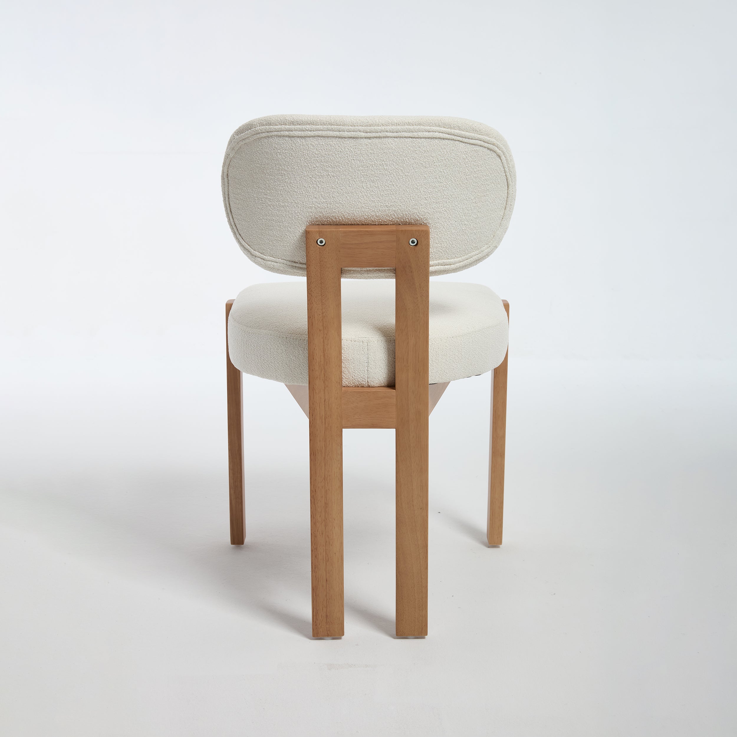 Modern Farmhouse Dining Chairs Set of 2 in Beige, Fabric Upholstered Wooden Kitchen Chairs with Ergonomic Backrest and Adjustable Feet, Rubber Wood Frame - Grand Goldman Shop
