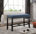 Biony Fabric Counter Height Dining Bench with Nailhead Trim, Blue - Grand Goldman Shop