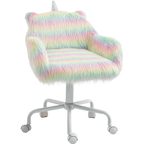Rainbow Fuzzy Unicorn Office Chair, Plush Desk Chair with Swivel Base, Whimsical & Cozy for Playroom & Office | Premium Home 