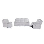 Blanche White 3PC Reclining Sofa and Loveseat with LED Lights, Speaker, Wood Frame, Medium Firm Seating, White - Grand Goldman Shop