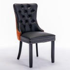 A&A Furniture,Nikki Collection Modern, High-end Tufted Solid Wood Contemporary PU and Velvet Upholstered Dining Chair with Wood Legs Nailhead Trim  2-Pcs Set，Black+Orange, SW2101BO - Grand Goldman Shop