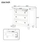 U_STYLE 27.6''Nightstand with Pine Wood veneer , Fashion Bedside Cabinet with 3 Drawers and pull-out tray, Minimalist Sofa Side Table with rubber legs and Metal handle for Bedroom Sofa Couch Office - Grand Goldman Shop