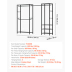 Clothing Garment Rack, Heavy Duty Clothes Rack, Freestanding Clothes Racks with Steel Frame, 800 lbs Load Capacity Closet Wardrobe with Storage Shelves for Bedroom, Clothing Store, Hallway - Grand Goldman Shop
