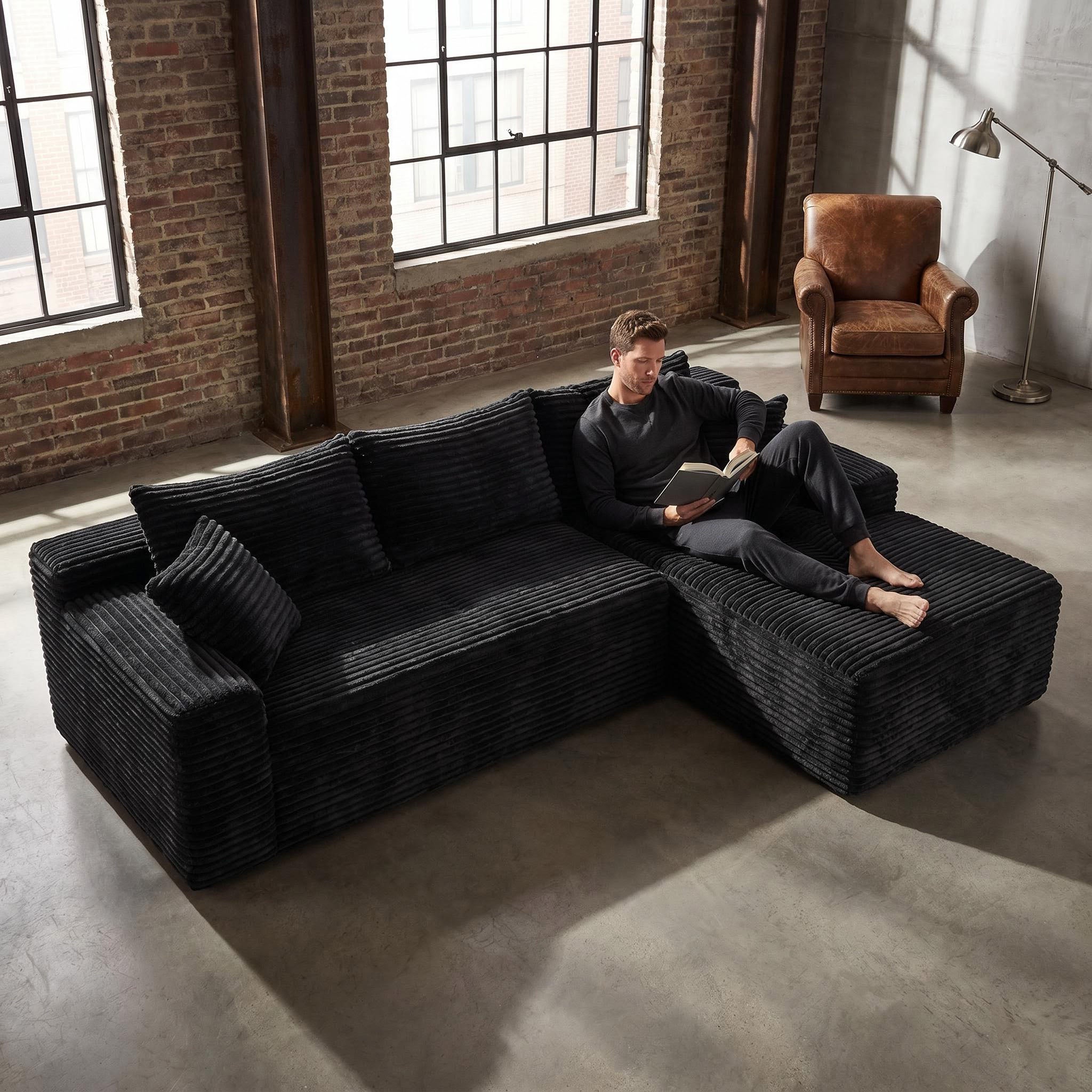 106.3' Cloud Modular Sectional Sofa Couch with L-Shape Chaise,Modern Minimalist Upholstered Couches for Living Room Bedroom,Deep Seat Corner Couch,No Assembly Required - Grand Goldman Shop