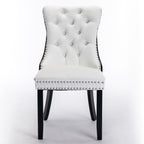 A&A Furniture,Nikki Collection Modern,High-end Tufted Solid Wood Contemporary PU and Velvet Upholstered Dining Chair with Wood Legs Nailhead Trim  2 Pcs Set,White+Black, SW2101WB - Grand Goldman Shop
