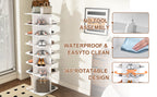 7-Tier Square Rotating Shoe Rack Tower with 360° Spinning Organizer, White - Grand Goldman Shop