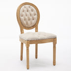 French Style Solid Wood Frame Antique Painting,Hand-pulled buckle decoration Velvet artificial leather Dining Chair with Nailhead Trim ,Wood Legs,Steel Spring inner,Set of 2,Beige,SW1739BG - Grand Goldman Shop