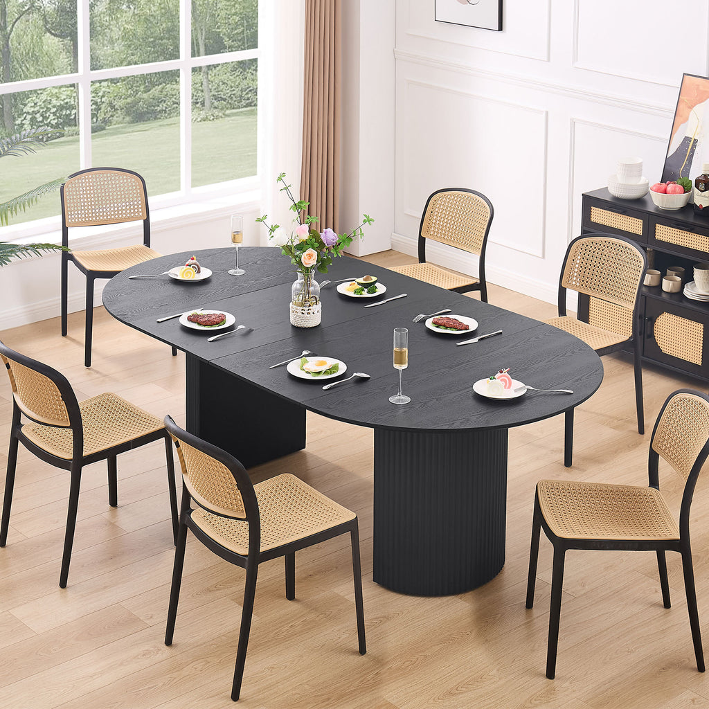 Expandable Dining Table,Solid Top Extending Table Modern Kitchen Table, Leisure Desk for Kitchen Dining Living Room Apartment.BLACK - Grand Goldman Shop