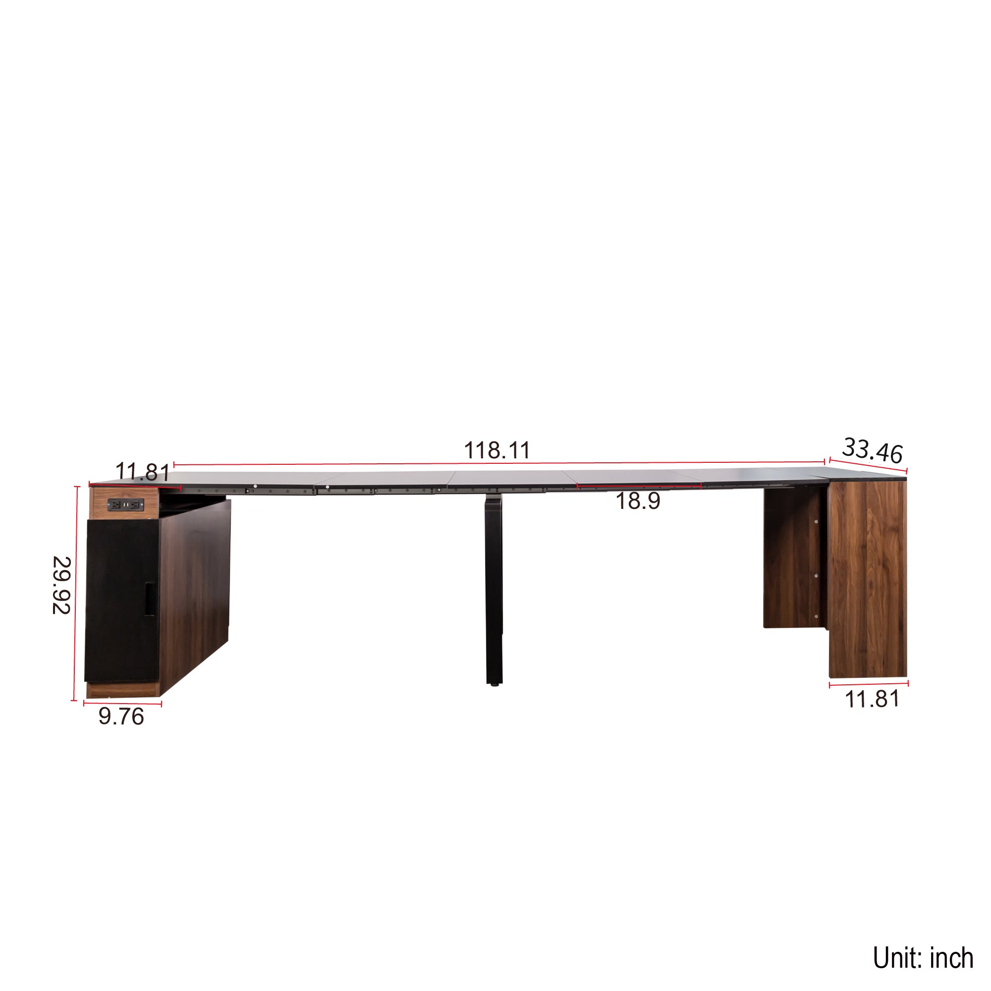 Modern Multifunctional Extendable Dining Table with Outlet, Space Saving Expanding Table with Storage for Party, Weddings, Meetings, Celebrations - Grand Goldman Shop