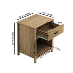 Wood Nightstand with Drawer and Open Shelf, Modern Bedside Table with Storage, Wooden End Table for Bedroom, Living Room or Apartment, Natural Finish, Brown - Grand Goldman Shop