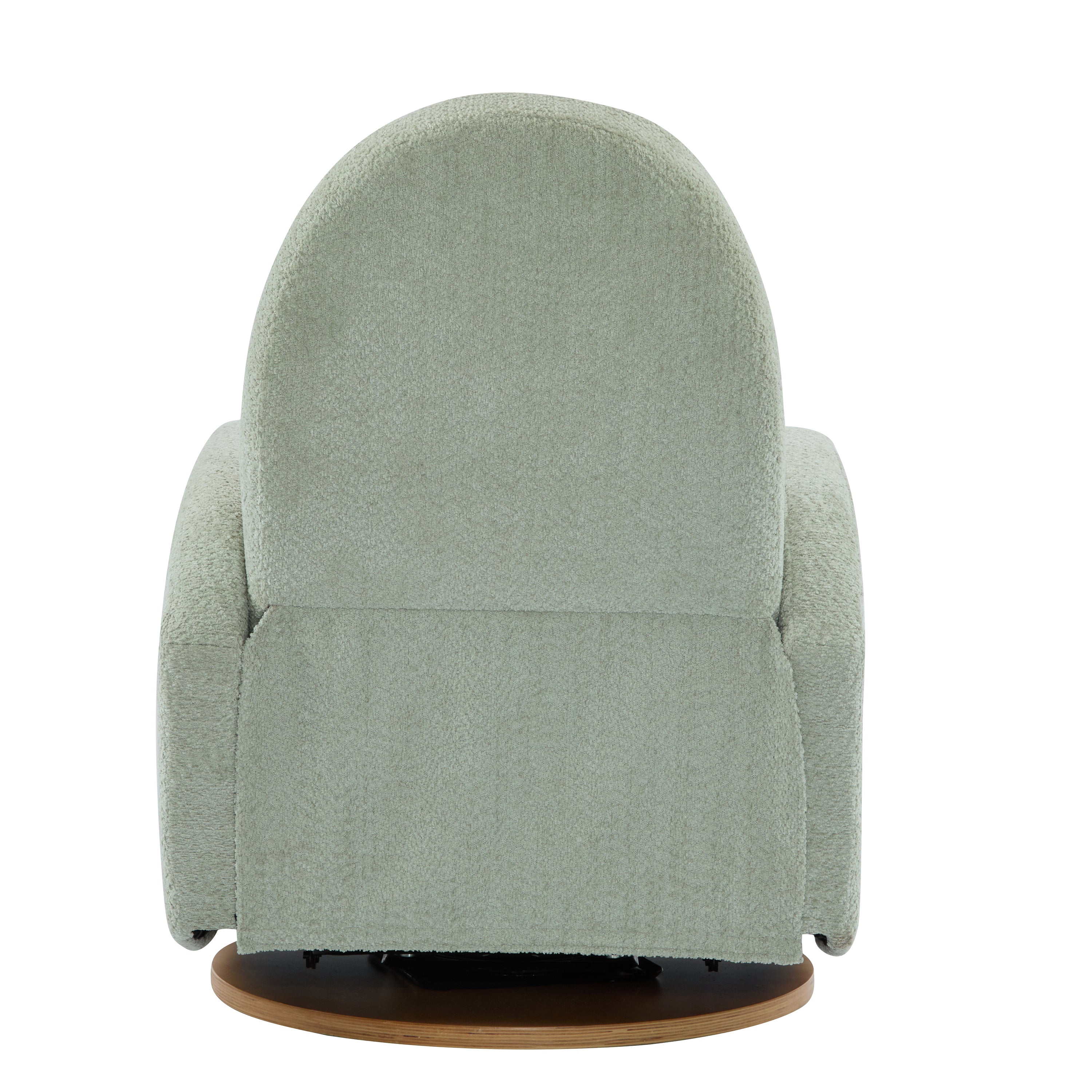 Modern 360 Swivel and Glider Recliner Chair in Light Green Boucle with Solid Wood Base - Grand Goldman Shop