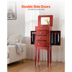 Jewelry Cabinet Armoire Standing Jewelry Storage Chest with 3 Drawers & Mirror - Grand Goldman Shop
