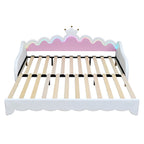 Twin Extending Daybed with LED Lights, Modern Upholstered Princess Daybed With Crown Headboard,White - Grand Goldman Shop