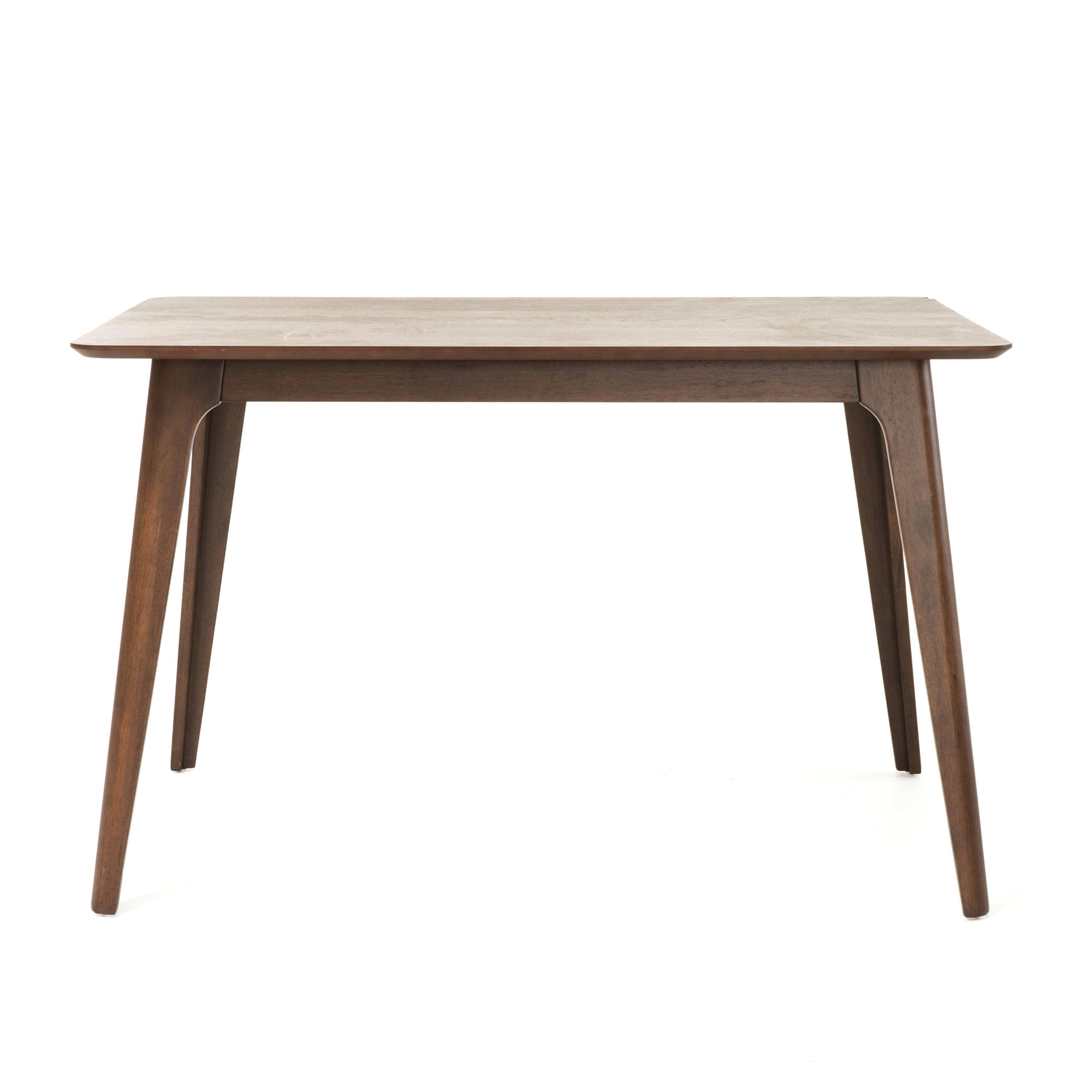 Mid-Century Modern Dining Table with Walnut Rubberwood Legs and Faux Wood Top, 47.20' W x 29.50' D x 29.50' H - Grand Goldman Shop