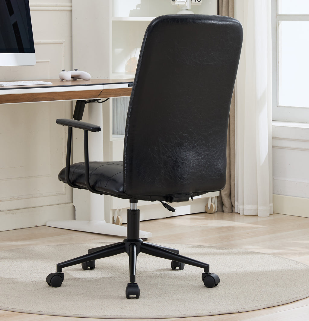 Antique black PU leather color office chair 2SETS, with armrest, high backrest,360 degree swivel , up and down adjustable gas