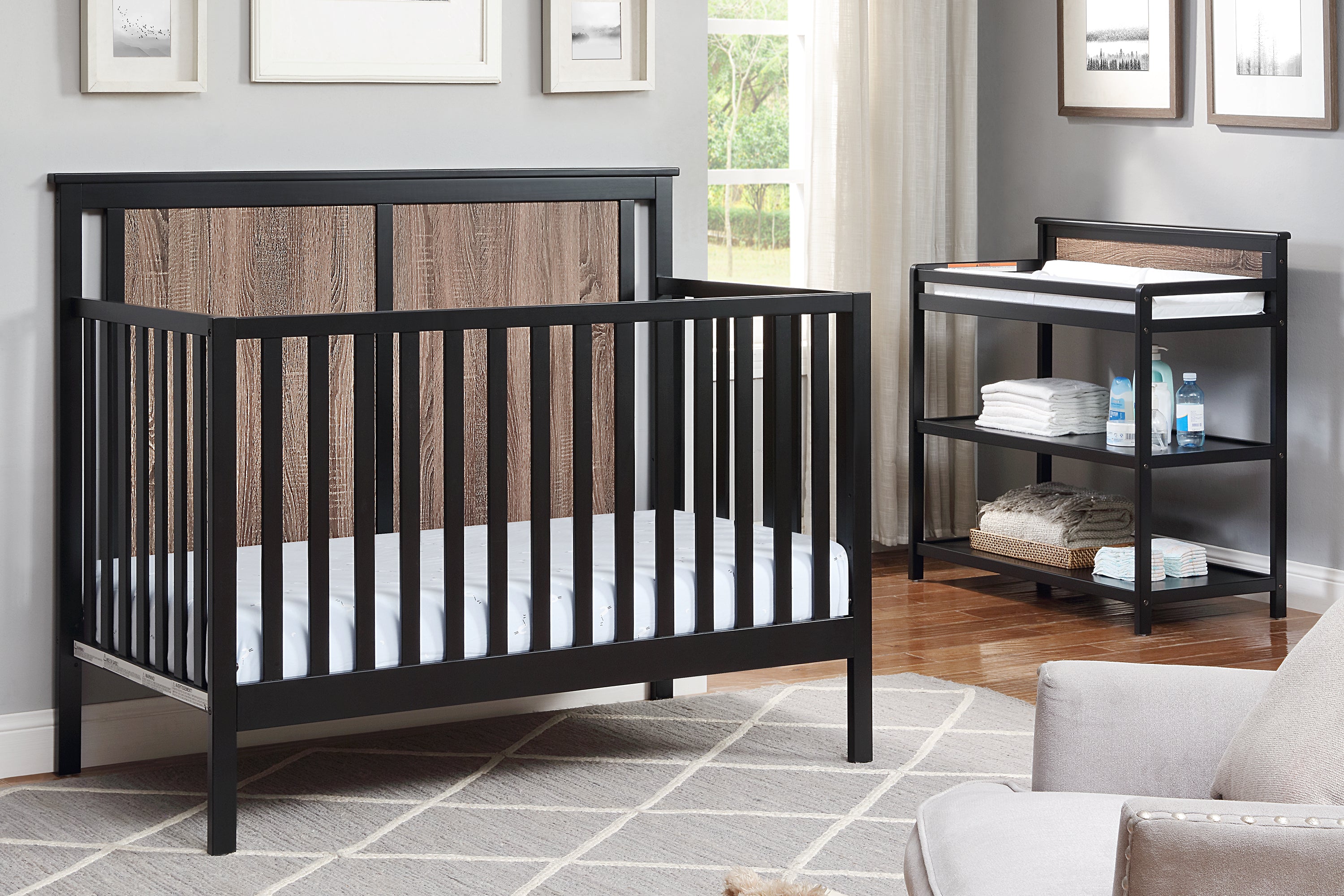 Connelly Changing Table Black/Vintage Walnut - Grand Goldman