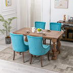 A&A Furniture,Ultra Side Dining Chair，Thickened fabric chairs with neutrally toned solid wood legs， Bronze nail head，Set of 2，Blue - Grand Goldman Shop