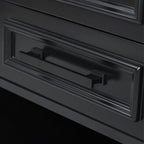 K&K 54.9' Kitchen Island with Drop Leaf, Power Outlet, Kitchen Storage Cart with 4 Door Shelves, Cross Barn Doors & Visual Glass Door, Rolling Kitchen Island on 4 Wheels for Kitchen, Dining Room,Black - Grand Goldman Shop