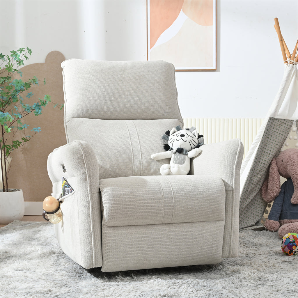 270° Power Swivel Rocker Recliner Chair for Adults, Swivel Rocking Recliner Chair,Electric Small Recliners for Small Spaces, Single Sofa Recliner for Living Room, Bedroom,RV (Fabric Gray+270°Swivel) - Grand Goldman Shop