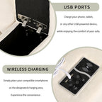 U-style Upholstered Modular Sofa with  with Storage Space, USB Charge Ports,Wireless Charging and Built-in Bluetooth Speaker in Arm,Sectional sofa for Living Room Apartment.[old sku:WY000317AAA] - Grand Goldman Shop