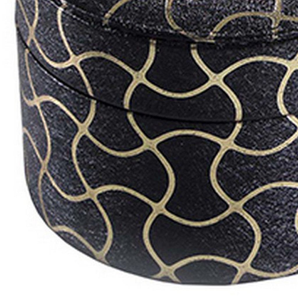 Travel Jewelry Case with 2 Semicircle Slots and Wavy Pattern, Black - Grand Goldman Shop