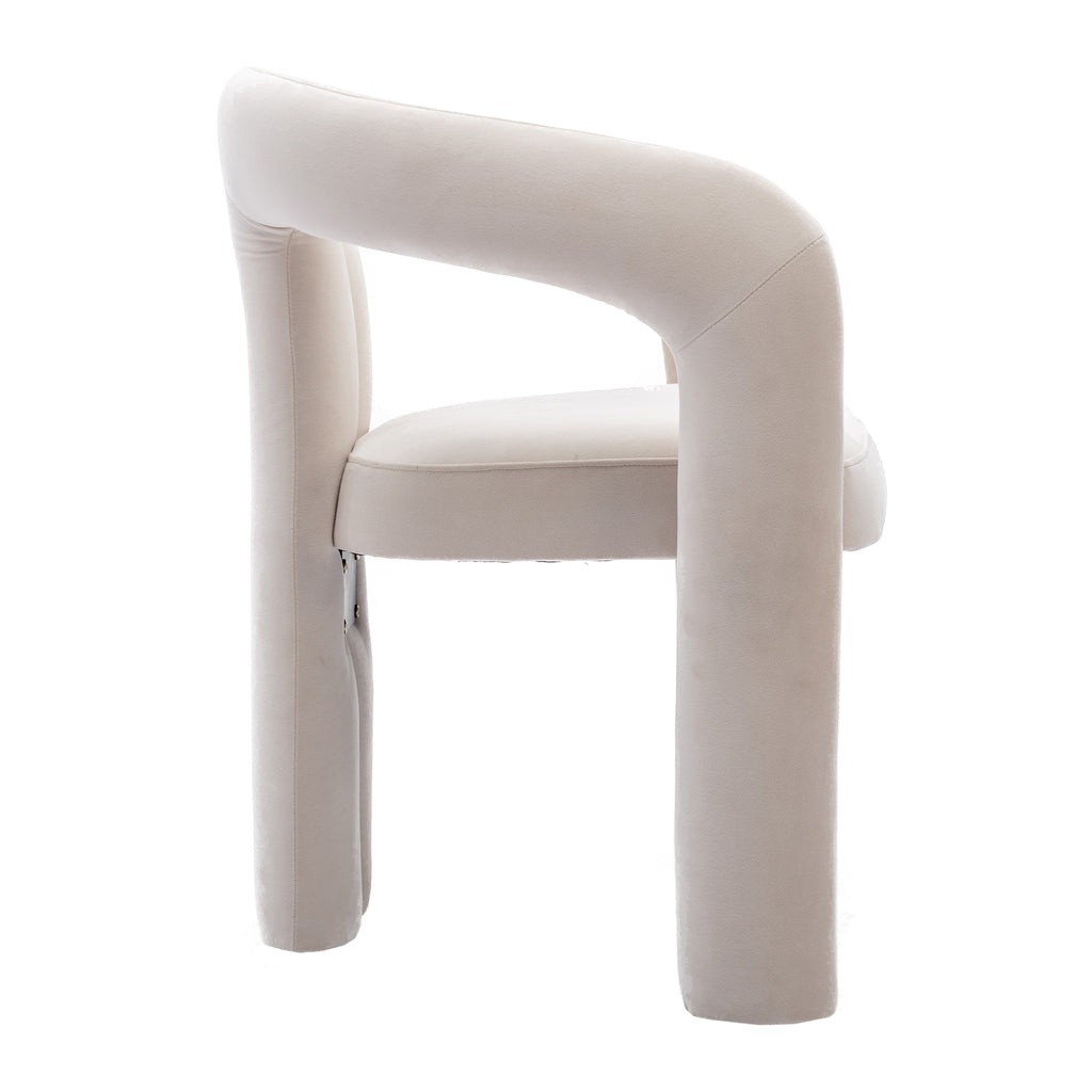 Contemporary Designed Velvet Fabric Upholstered Accent/Dining Chair /Barrel Side Chairs Kitchen Armchair for Living Room set of 2 (Beige Velvet) - Grand Goldman Shop