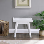 Larwich Solid Wood Slatted Bench, 19-Inch Long, White - Grand Goldman Shop