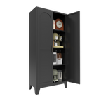 61'' 2 Shapely Doors Cabinet, Metal Storage Cabinet with Doors and Adjustable Shelves, for Bedroom, Living Room(Black) - Grand Goldman Shop