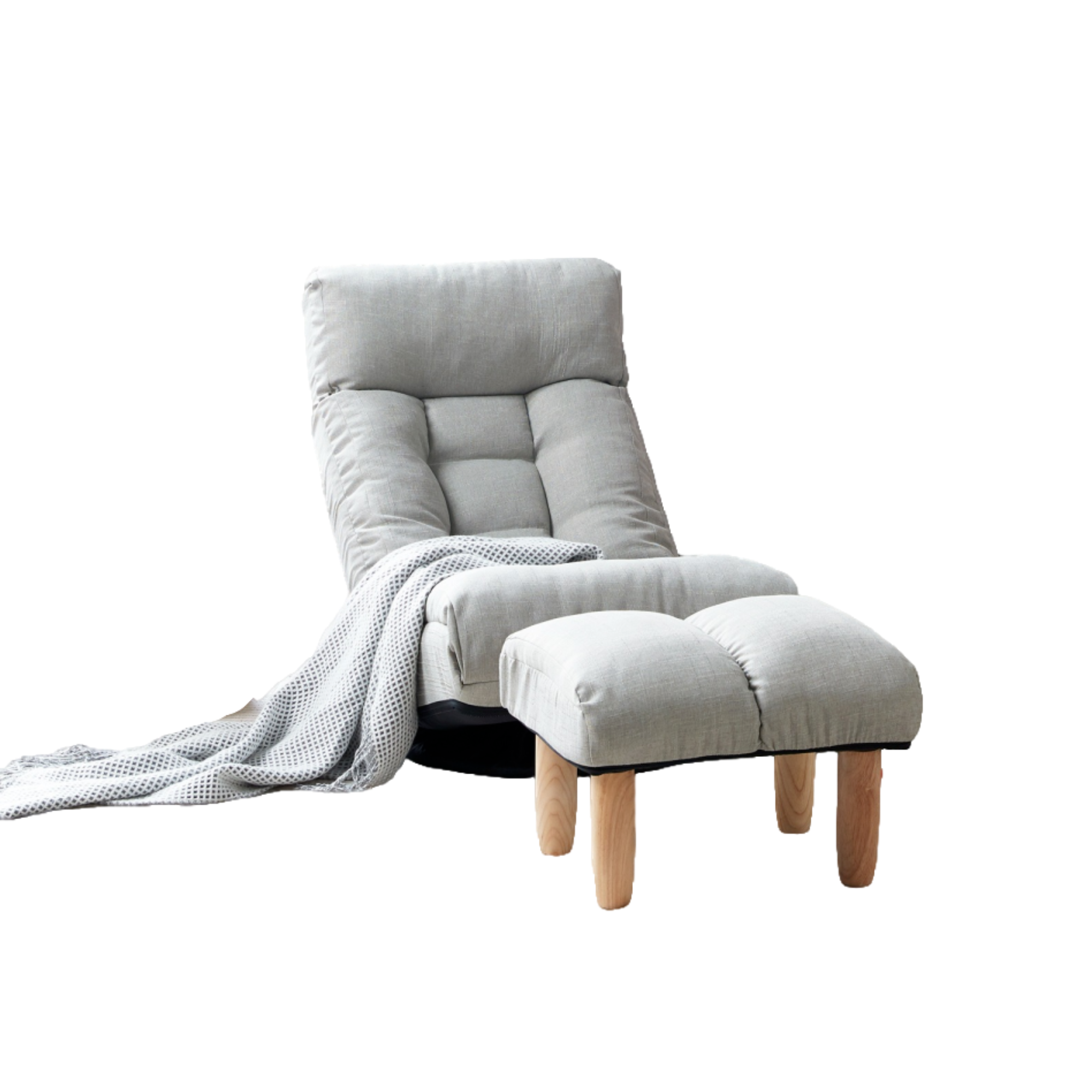 Japanese-Style  Gray with Metal Frame Adjustable Reclining Floor Chair – Tatami Lazy Sofa for Balcony or Bedroom - Grand Goldman Shop