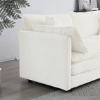 Comfy Deep Single Seat Sofa Upholstered Reading Armchair Living Room Chair White Chenille Fabric , 1 Toss Pillow - Grand Goldman Shop
