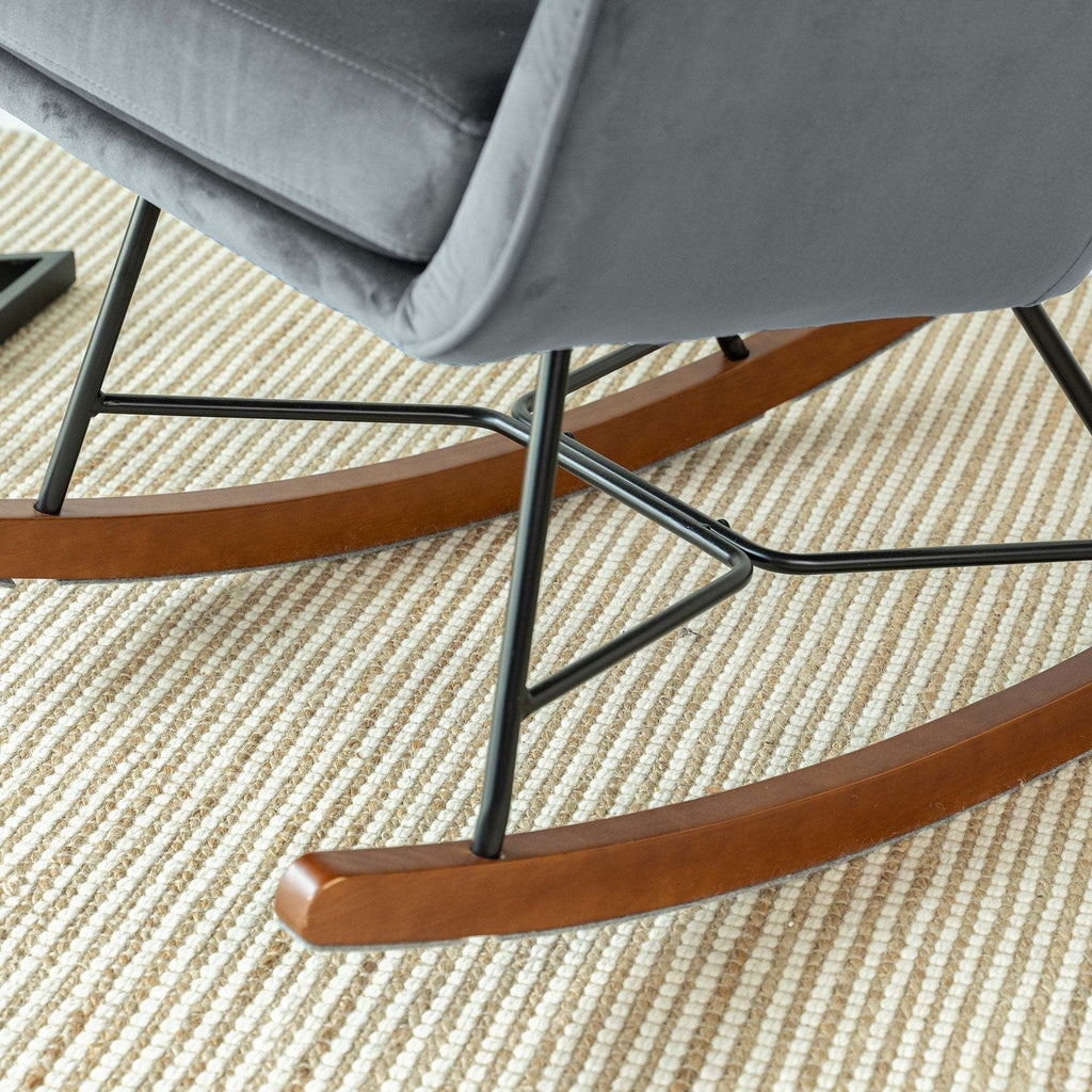 Hannah Mid Century Modern Rocking Chair In Dark Grey - Grand Goldman Shop