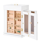 Jewelry Box 360° Rotating Jewelry Organizer with Built-in 4 Necklace Hooks White - Grand Goldman Shop