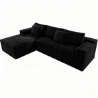 104.3*68.9'Modular sectional sofa seat,Upholstered compressed couch for living room,Bedroom,Apartment,No assembly required,2PC free combination,Plush corduroy fabric,BLACK - Grand Goldman Shop