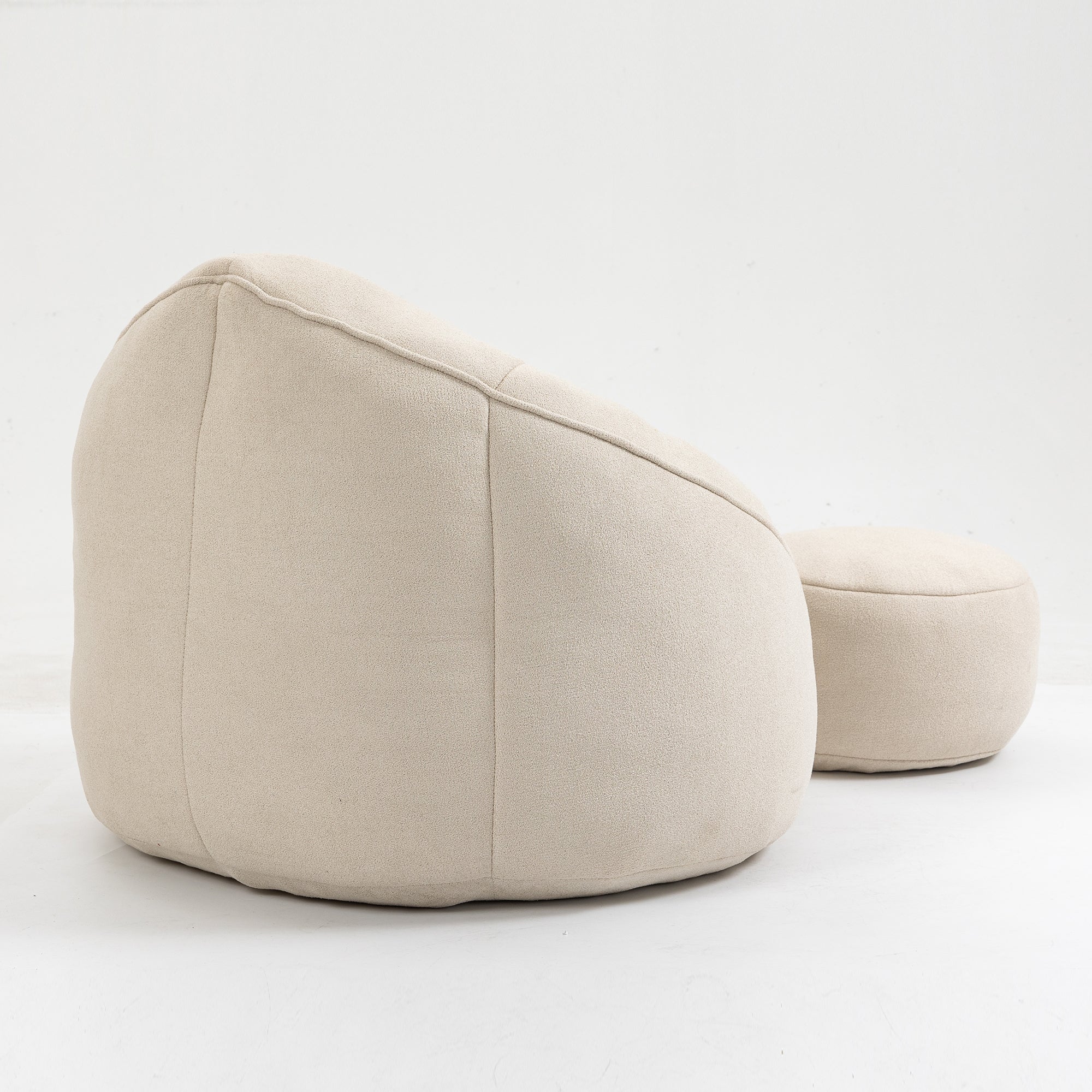 Bedding Bean Bag Sofa Chair with High-Pressure Foam and Footrest, Beige Microfiber - Grand Goldman Shop
