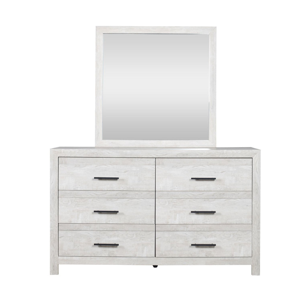 DENVER Modern Queen 4-Piece Bedroom Set with Bed, Dresser, Mirror and Nightstand, Natural Finish, Contemporary Storage Furniture Set - Grand Goldman Shop