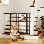 Black Pressure-Mounted Baby Gate for Stairs and Doorways, 29.5-44.1' Wide, Steel and ABS Construction, Easy Walk-Through Safe