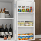 Kitchen island rolling trolley cart with 1 drawer & 2 doors with storage racks & Adjustable Shelves & towel rack & seasoning rack rubber wood table top-White - Grand Goldman Shop