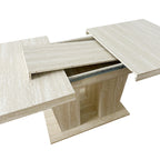Rectangular extendable dining table, suitable for 6-10 people, with veined travertine pattern, dimensions 160-200 cm, simple and elegant. - Grand Goldman Shop