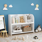 Kids Bookcase with 4 Compartments, White MDF Storage Shelf for Toys and Books, 31.5 x 11.8 x 23.6 inches | Premium Home Decor
