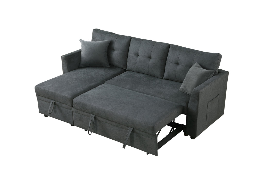 Sectional Sofa Bed L-Shaped Sofa Couch Bed with USB Port, Reversible Sofa Couch Sleeper with Pull Out Bed, Chaise with Storage, Pull Out Couch for Living Room - Grand Goldman Shop