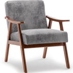 Mid-Century Modern Wingback Accent Chair with Solid Wood Frame and Extra-Thick Backrest – Lounge Chair for Living Room, Bedroom, or Reading Room - Grand Goldman Shop