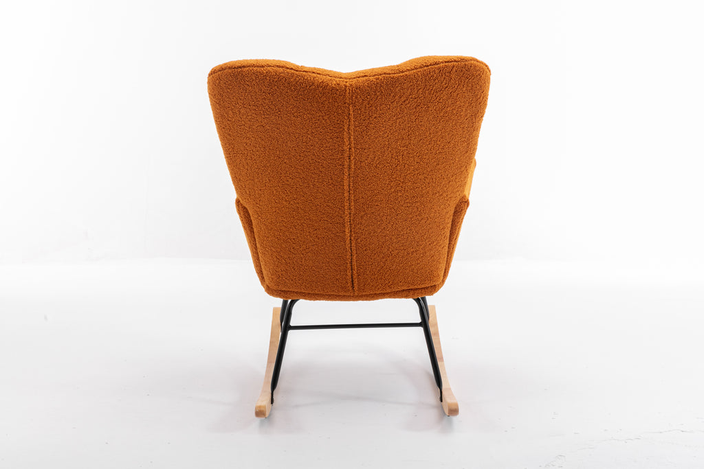 050-Teddy Fabric Rocking Gilder Nursery Chair For Living Room Indoor,Caramel - Grand Goldman Shop