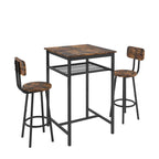 Bar table, equipped with 2 bar stools , with backrest and partition (Rustic Brown) - Grand Goldman Shop