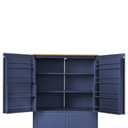 [Assembly Video Provided]TOPMAX 40.2x20x71.3inch High Freestanding Kitchen Pantry Large Cupboard Storage Cabinet with 2 Drawers, 2 Adjustable Shelves, 8 Door Shelves for Kitchen, Dining Room,Blue - Grand Goldman Shop