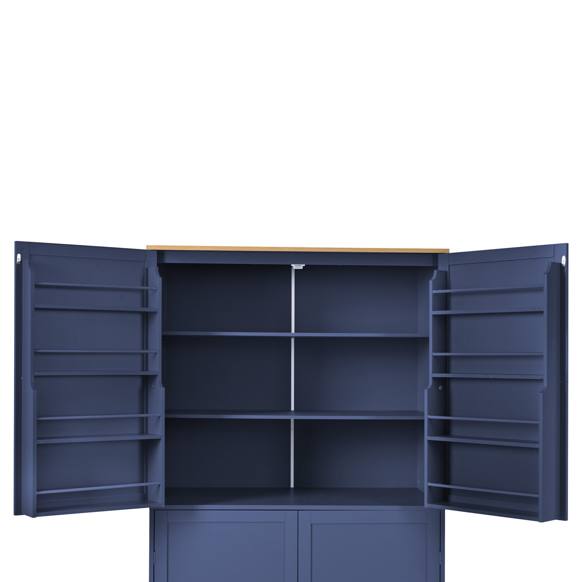 [Assembly Video Provided]TOPMAX 40.2x20x71.3inch High Freestanding Kitchen Pantry Large Cupboard Storage Cabinet with 2 Drawers, 2 Adjustable Shelves, 8 Door Shelves for Kitchen, Dining Room,Blue - Grand Goldman Shop