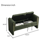 Modern Teddy Bed End Bench with Arms and Storage, Upholstered Foot Rest Stool in Olive Green, Plywood, 52.3'' - Grand Goldman Shop
