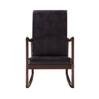 Raina Dark Brown Synthetic Leather & Espresso Finish Rocking Chair with Foam Cushioning, 220lb Capacity - Grand Goldman Shop