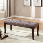Linon Tufted Bench, Fabric, Brown - Grand Goldman Shop