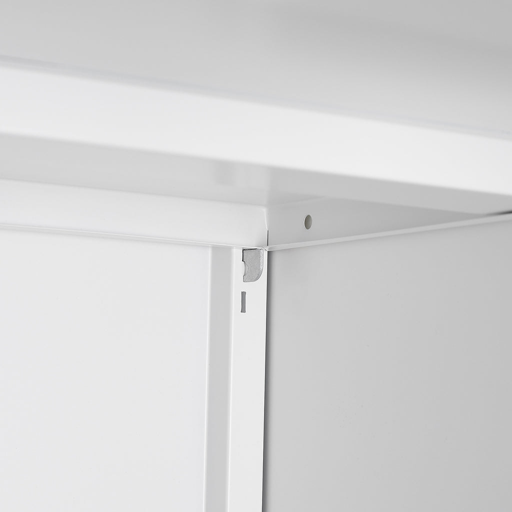 White Steel 2-Door Copier Cabinet with Mobile Pedestal and Printer Stand | Premium Home Decor - Grand Goldman